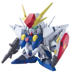 small red, white, blue, and yellow Gundam robot