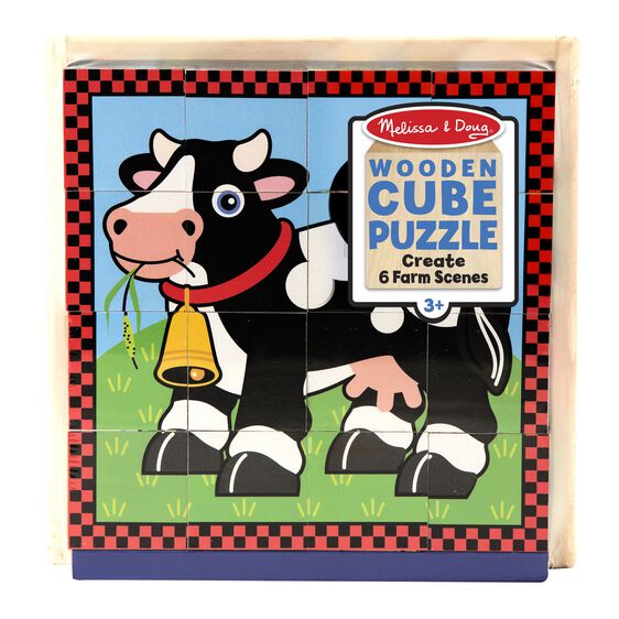 FARM CUBE 16 PIECE WOODEN PUZZLE LCI775