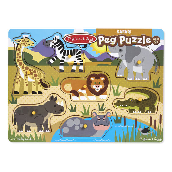 SAFARI PEG 7 PIECE WOODEN PUZZLE LCI9054