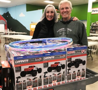 Happy grandparents with presents for Holiday shopping