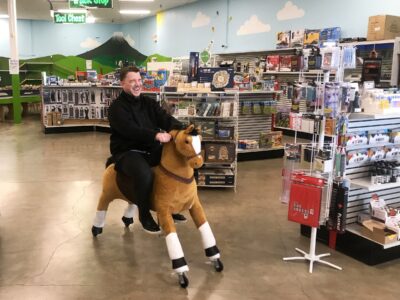 Caleb rides the pony