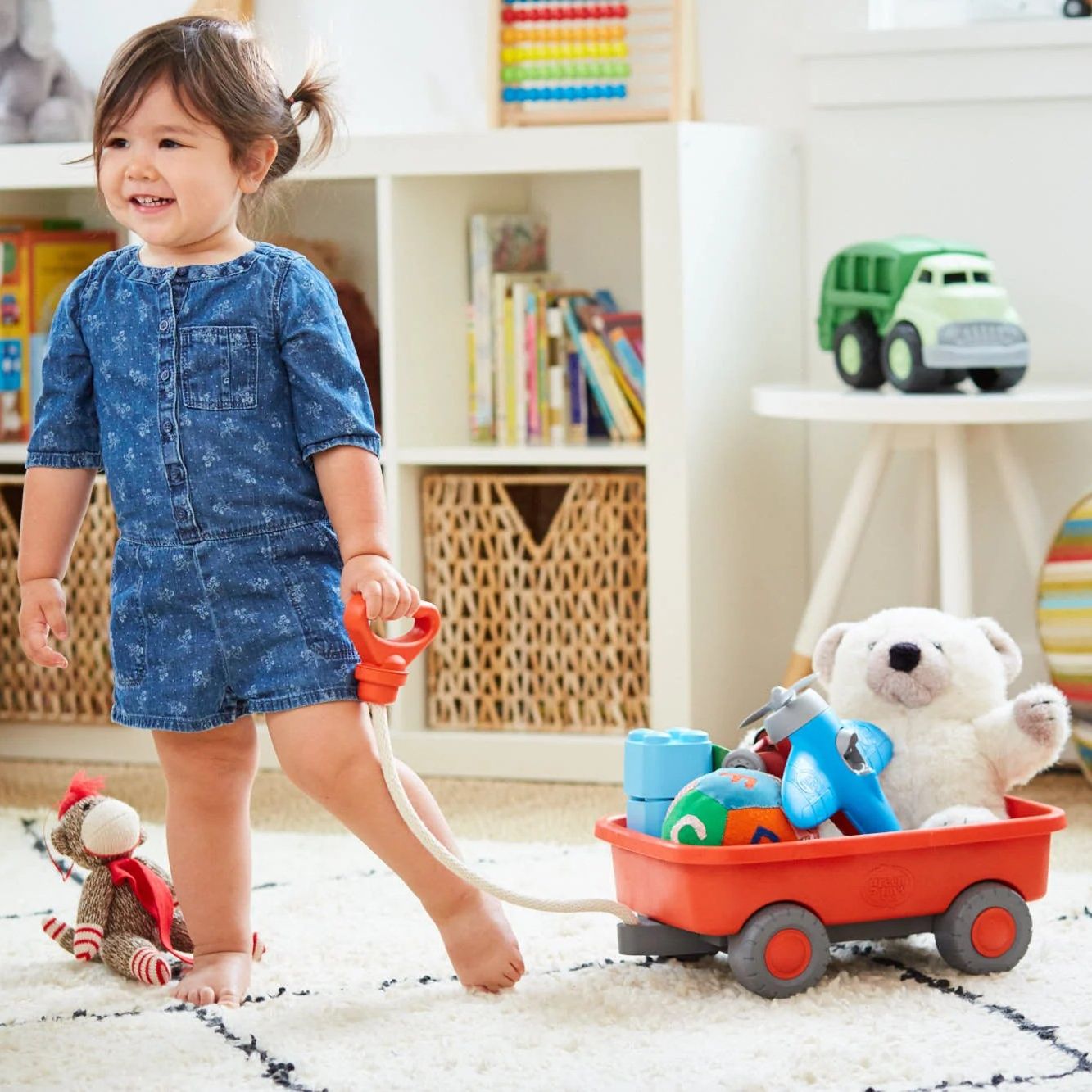 Child-playing-with-Green-Toys-wagon image